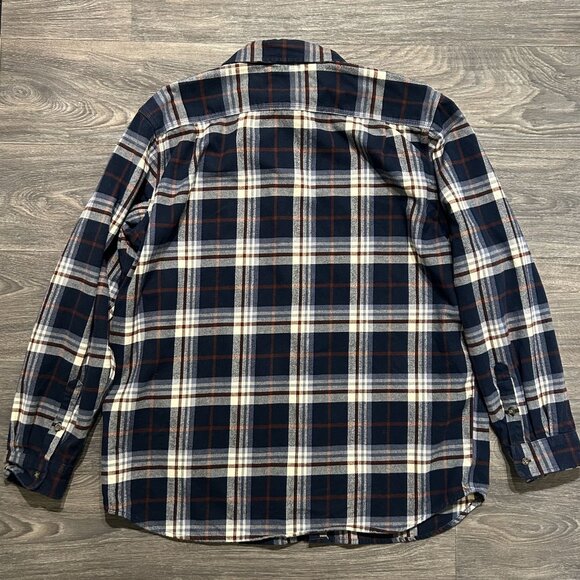 Carhartt 2XLT Loose Fit Heavyweight Flannel Long Sleeve Plaid Shirt Navy 105078 - Picture 10 of 11